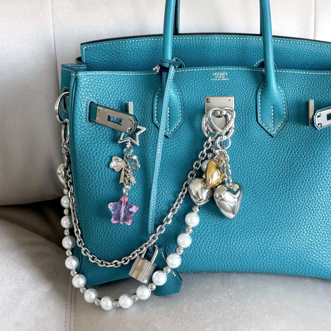 Mixed Metal Heart Bag Charm