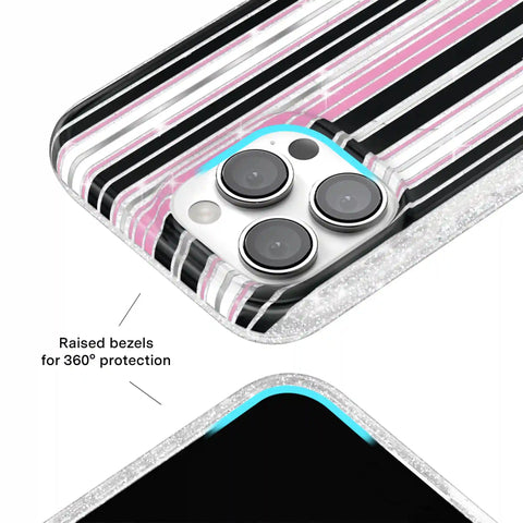 Pretty Punk Stripes Glitter iPhone Case