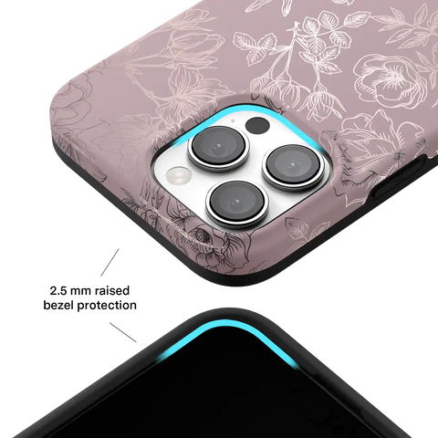 Dusty Rose Chrome Floral iPhone Case