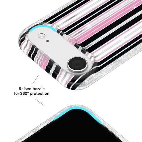 Pretty Punk Stripes Glitter iPhone Case