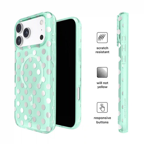 Mint Chrome Polka Dot iPhone Case