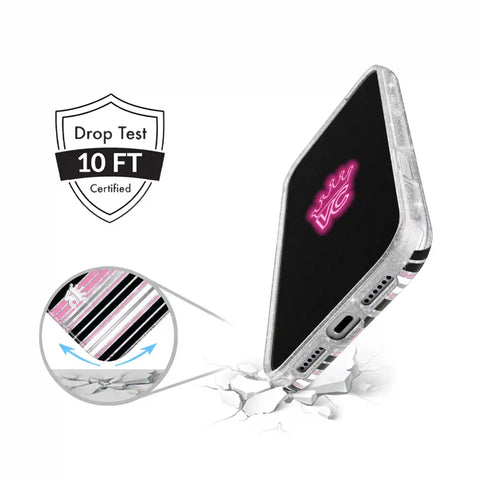 Pretty Punk Stripes Glitter iPhone Case