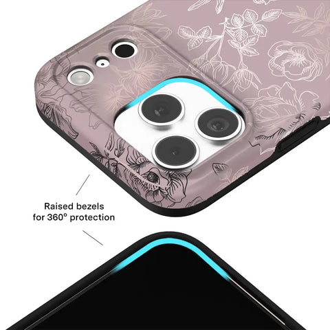 Dusty Rose Chrome Floral iPhone Case