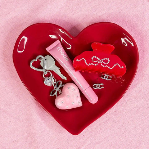Pink Crystal Heart Bag Charm