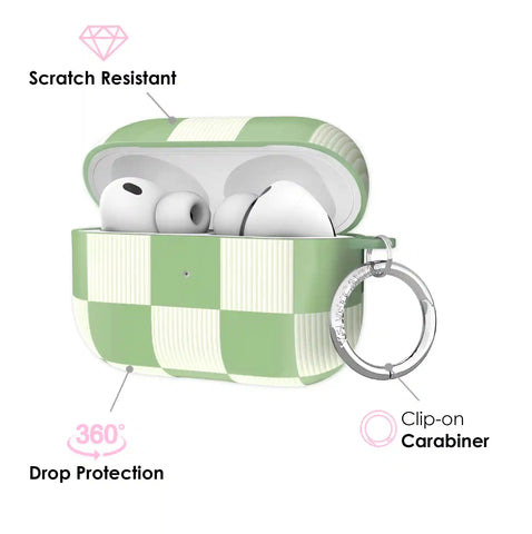 Pistachio Vibe Checkered AirPod Case