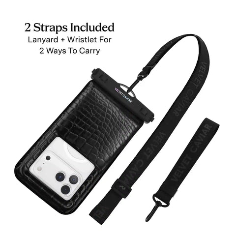 Black Croc Waterproof Floating Phone Pouch
