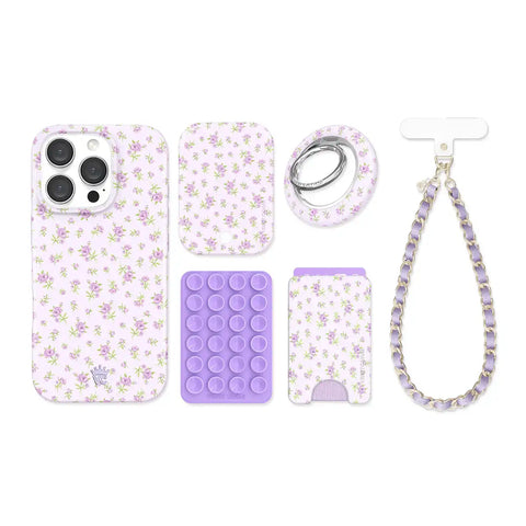 Dainty Lilac Floral iPhone Bundle Set