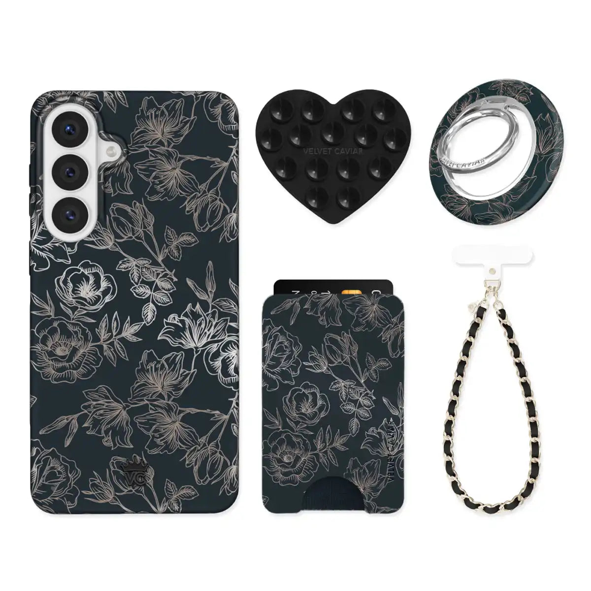 Floral Rose Gold Chrome Samsung Bundle Set