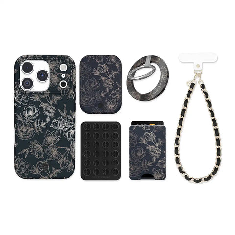 Floral Rose Gold Chrome iPhone Bundle Set