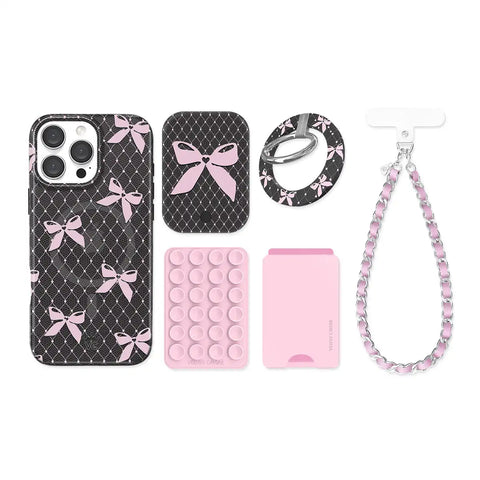 Lacy Pink Bows iPhone Bundle Set