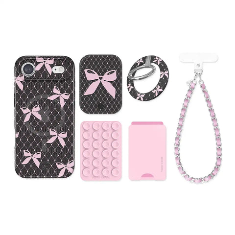 Lacy Pink Bows iPhone Bundle Set