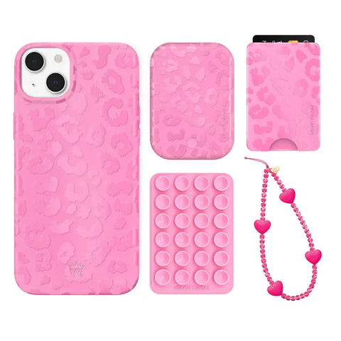 Hot Pink Leopard iPhone Bundle Set - Wallet
