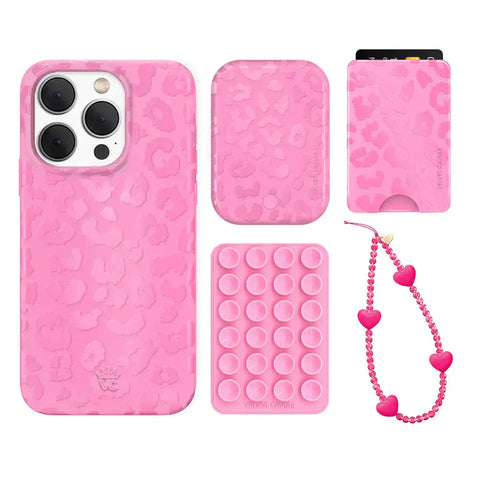 Hot Pink Leopard iPhone Bundle Set - Wallet