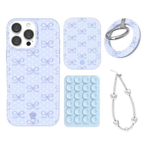Lovely Blue Bows iPhone Bundle Set - Grip