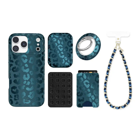 Metallic Navy Leopard iPhone Bundle Set