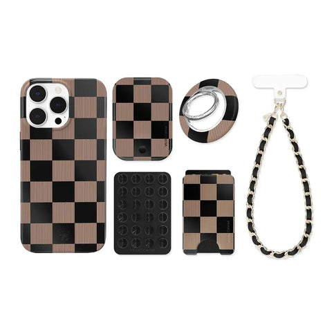 Mocha Vibe Checkered iPhone Bundle Set