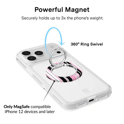 Pretty Punk Stripes Glitter MagSafe Grip Ring
