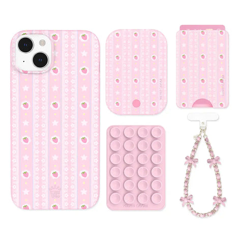 Strawberry Macaron iPhone Bundle Set - Wallet