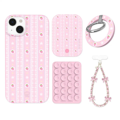 Strawberry Macaron iPhone Bundle Set - Grip