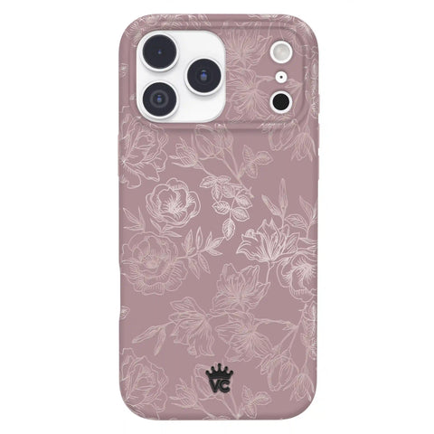 Dusty Rose Chrome Floral iPhone Case