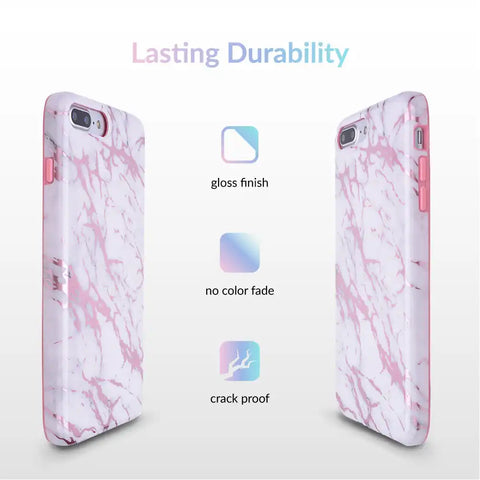 White Marble Pink Chrome iPhone Case