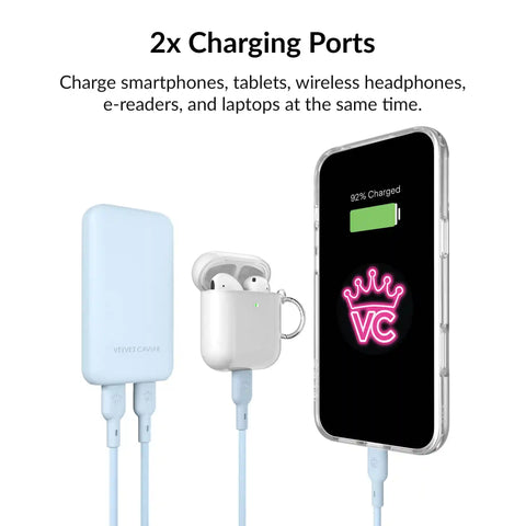 Whisper Blue Fast Charging Set, Dual Port Wall Adapter + 6ft USB-C Cable