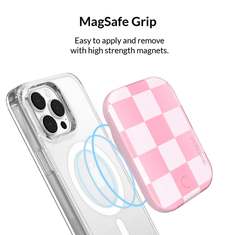 Pink Vibe Checkered Portable MagSafe Charger Power Pack