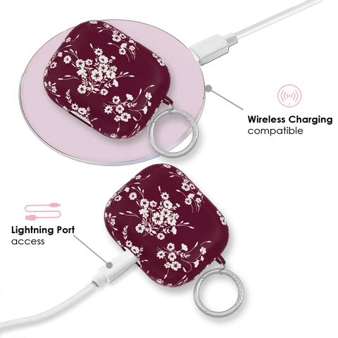 French Burgundy Floral AirPod Case