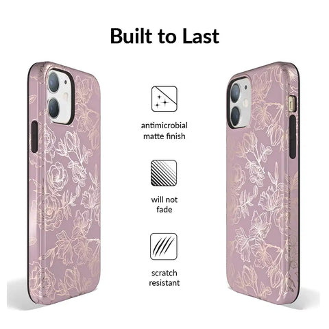 Dusty Rose Chrome Floral iPhone Case