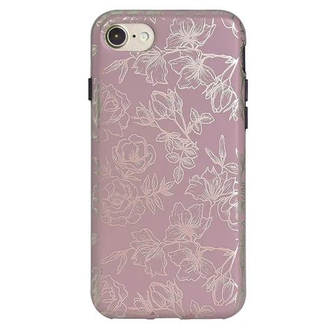 Dusty Rose Chrome Floral iPhone Case