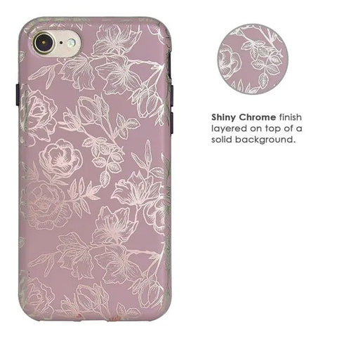 Dusty Rose Chrome Floral iPhone Case