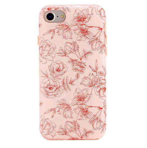 Nude Red Chrome Floral iPhone Case