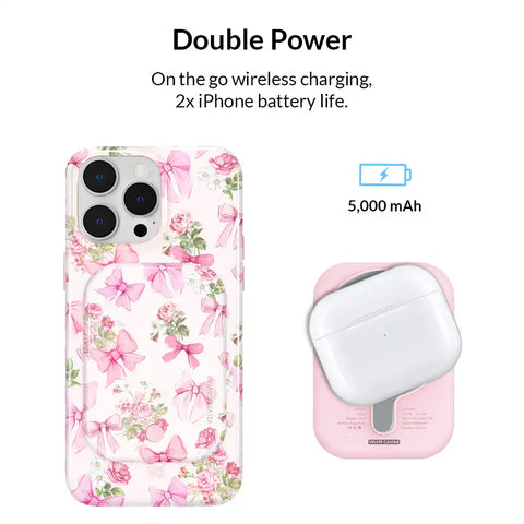 Posie Pink Bow Portable MagSafe Charger Power Pack
