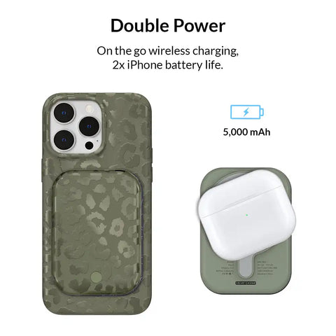 Olive Leopard Portable MagSafe Charger Power Pack