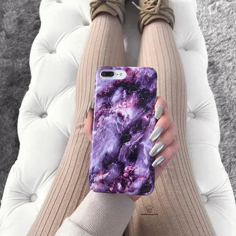 Purple Stone Marble iPhone Case