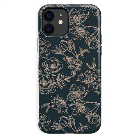 Floral Rose Gold Chrome iPhone Case