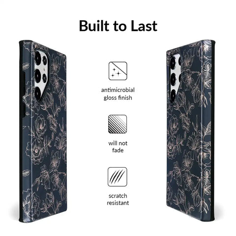 Floral Rose Gold Chrome Samsung Galaxy Case