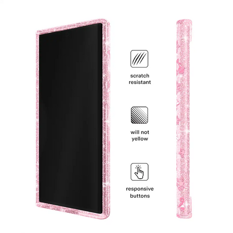Pink Christmas Glitter Samsung Case