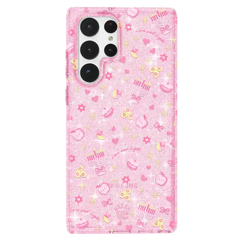 Pink Hanukkah Glitter Samsung Case