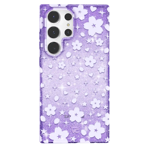Lavender Cherry Blossom Glitter Samsung Case