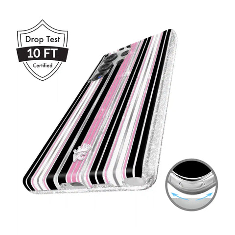 Pretty Punk Stripes Glitter Samsung Case