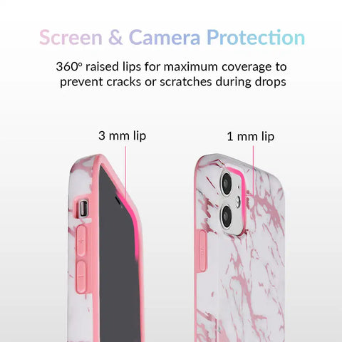 White Marble Pink Chrome iPhone Case